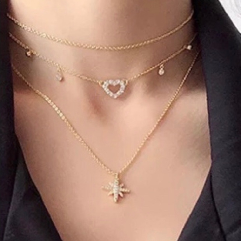 💕💫Necklace- Heart & Star Multi Layered